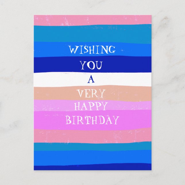 Colourful Stripes HAPPY BIRTHDAY CUSTOM Postcard (Front)