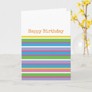 Colourful Stripes Happy Birthday Preppy Mod Hip Fu Card