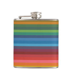 Colourful Stripes Hip Flask
