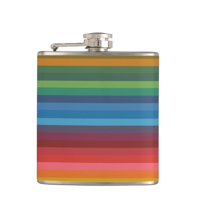 Colourful Stripes Hip Flask (Front)