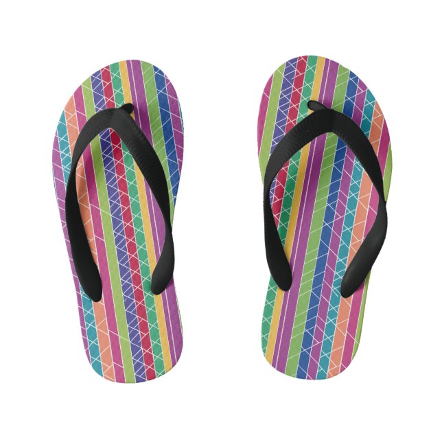 Colourful Stripes Kid's Flip Flops (Footbed)