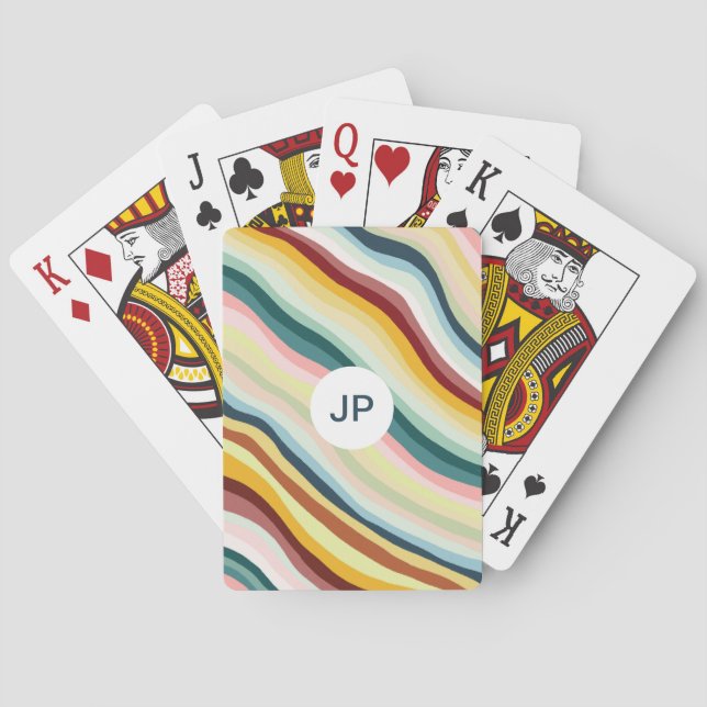 Colourful Stripes Lines Curves CUSTOMIZE IT Playing Cards (Back)