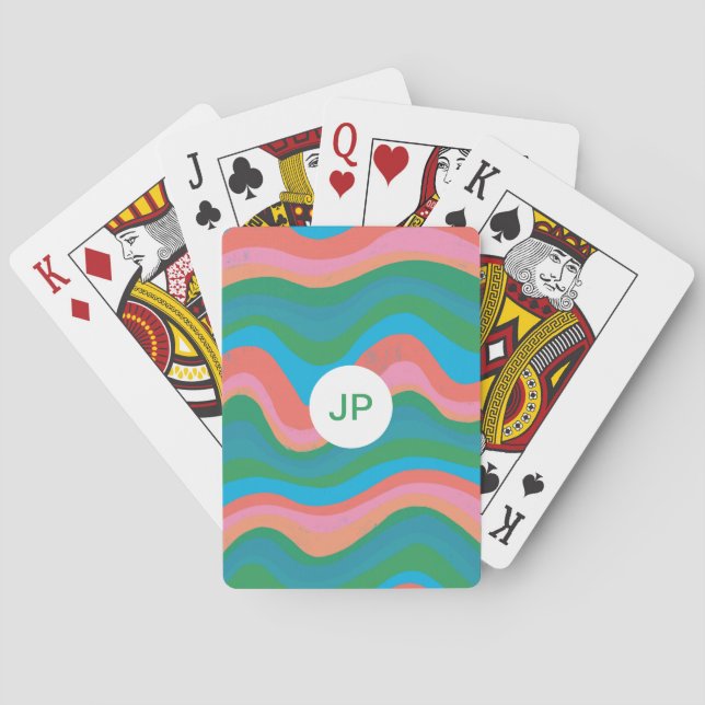 Colourful Stripes Lines Curves CUSTOMIZE IT Playing Cards (Back)