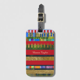 Colourful stripes luggage tag