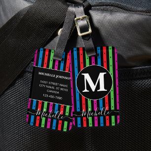 Colourful Stripes Luggage Tag with Monogram