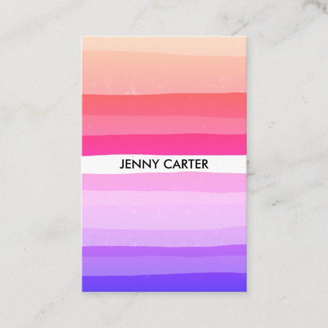 Colourful Stripes Minimalist Cool Business Card (Front)