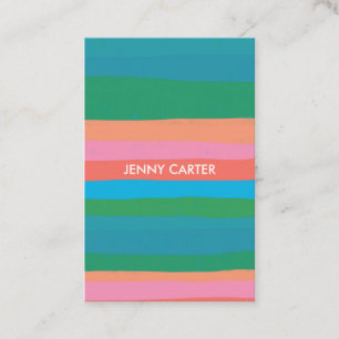 Colourful Stripes Minimalist Cool Business Card