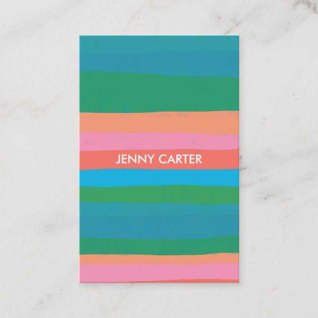 Colourful Stripes Minimalist Cool Business Card (Front)