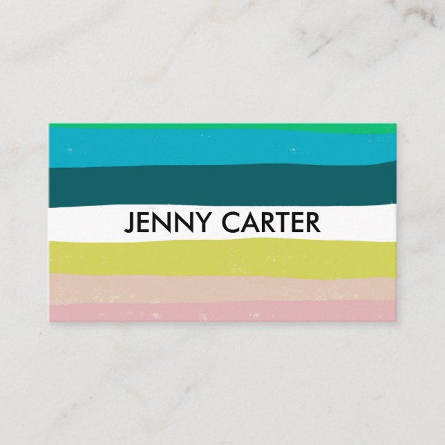 Colourful Stripes Minimalist Cool Business Card (Front)
