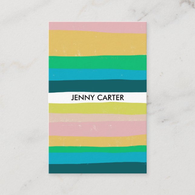 Colourful Stripes Minimalist Cool Business Card (Front)