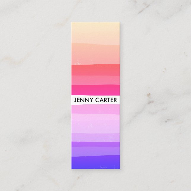 Colourful Stripes Minimalist Cool Mini Business Card (Front)