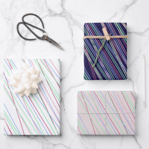 Colourful Stripes Minimalistic Pattern Wrapping Paper Sheet