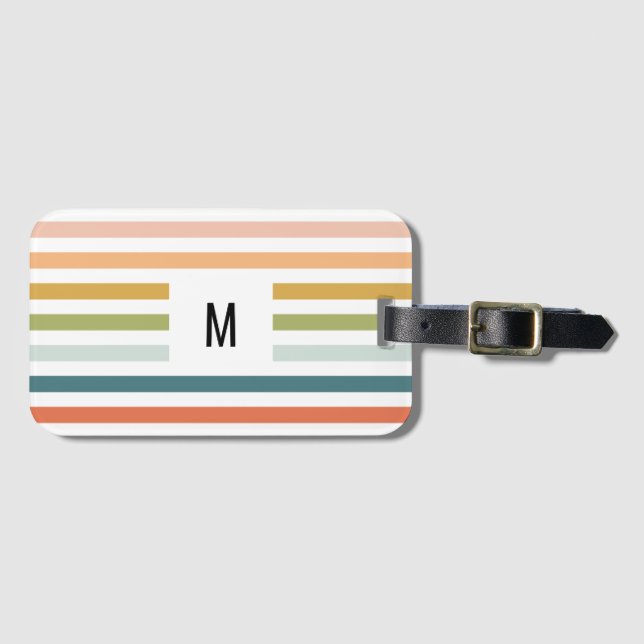 Colourful Stripes Monogram Luggage Tag (Front Horizontal)