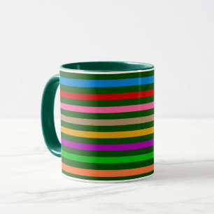 Colourful Stripes On Green Pattern Design Mug