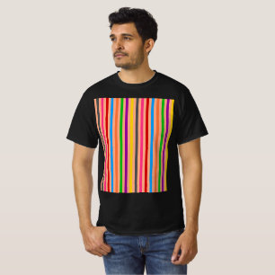 Colourful Stripes On Orange Pattern Design T-Shirt