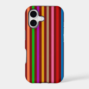 Colourful Stripes On Red Pattern Design