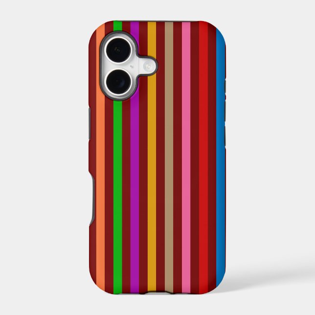 Colourful Stripes On Red Pattern Design  (Back)
