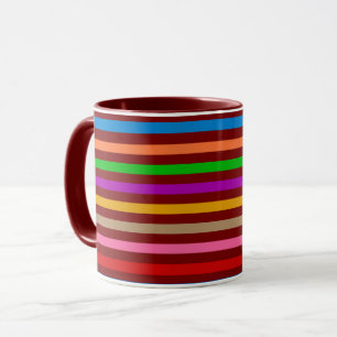 Colourful Stripes On Red Pattern Design Mug