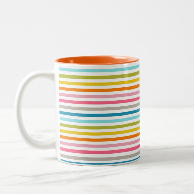 Colourful Stripes Pattern-93861 Two-Tone Coffee Mug (Left)