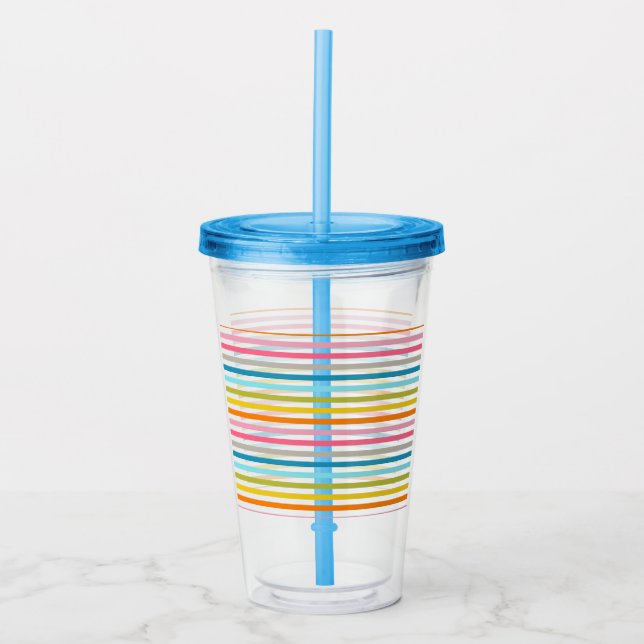 Colourful Stripes Pattern Acrylic Tumbler (Front)