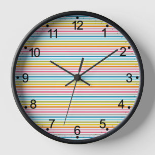 Colourful Stripes Pattern Clock