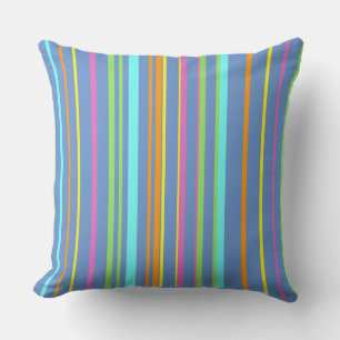 Colourful Stripes Pattern Cust. Lilac Throw Pillow
