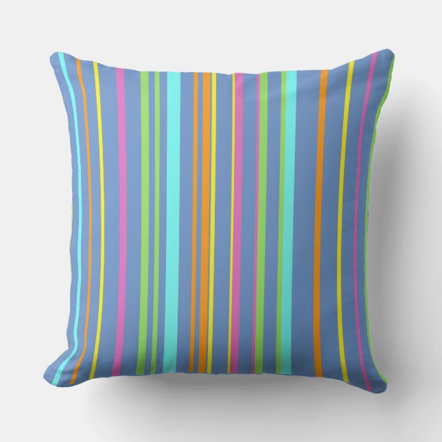 Colourful Stripes Pattern Cust. Lilac Throw Pillow (Front)