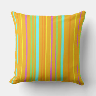 Colourful Stripes Pattern Cust. Orange Throw Pillo Cushion