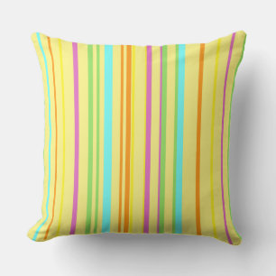 Colourful Stripes Pattern Cust. Yellow Throw Pillo Cushion