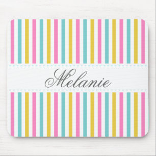 Colourful Stripes Pattern Custom Name Mouse Mat