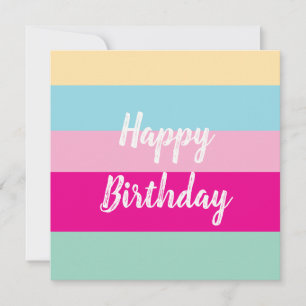 Colourful Stripes Pattern Happy Birthday Flat Card