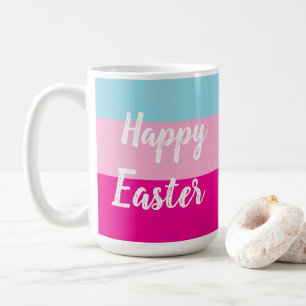 Colourful Stripes Pattern Happy Easter Flat Card Coffee Mug