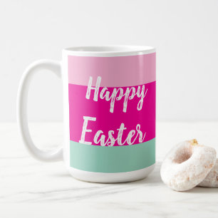Colourful Stripes Pattern Happy Easter Flat Card Coffee Mug