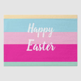 Colourful Stripes Pattern Happy Easter Flat Card Tissue Paper