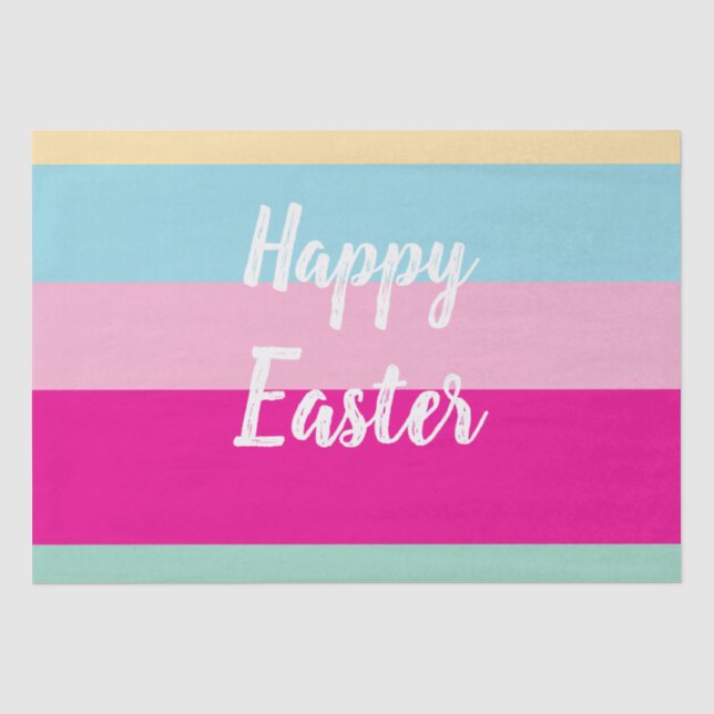 Colourful Stripes Pattern Happy Easter Flat Card Tissue Paper (Front)