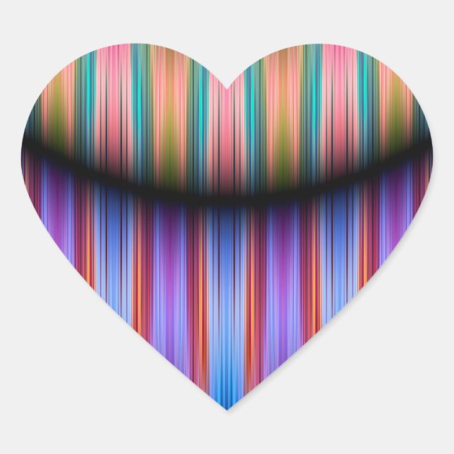 Colourful stripes pattern heart sticker (Front)