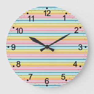 Colourful Stripes Pattern Large Clock