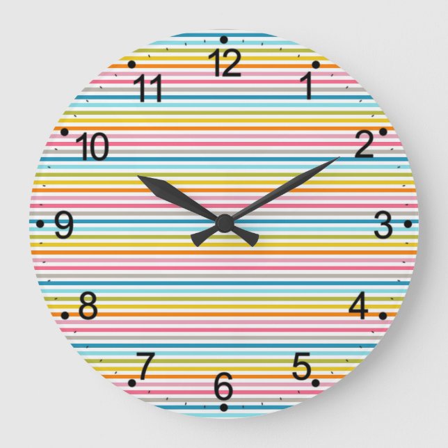 Colourful Stripes Pattern Large Clock (Front)