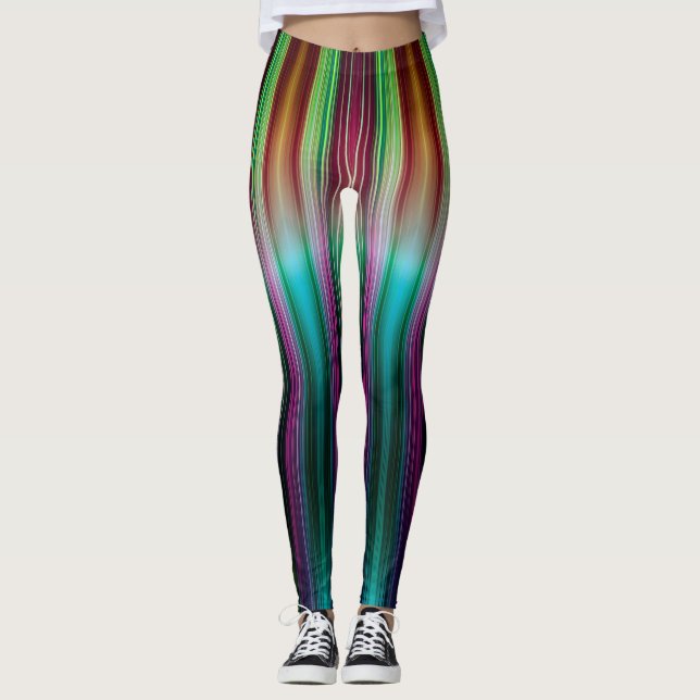Colourful stripes pattern leggings (Front)