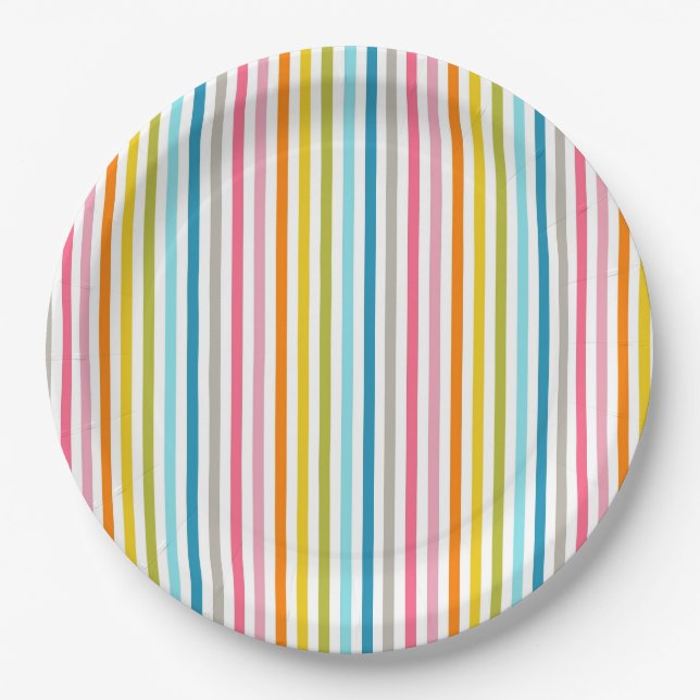 Colourful Stripes Pattern Paper Plate (Front)