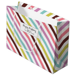 Colourful Stripes Pattern Personalised Large Gift Bag