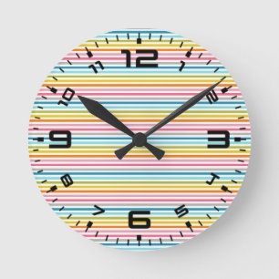 Colourful Stripes Pattern Round Clock