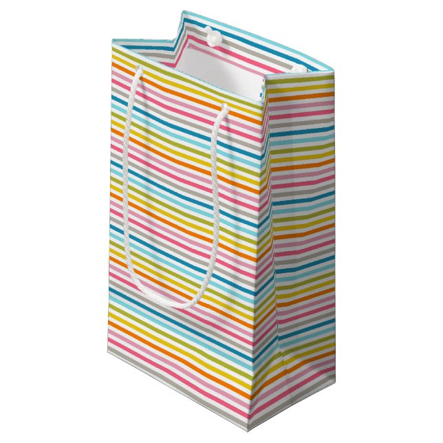 Colourful Stripes Pattern Small Gift Bag (Front Angled)