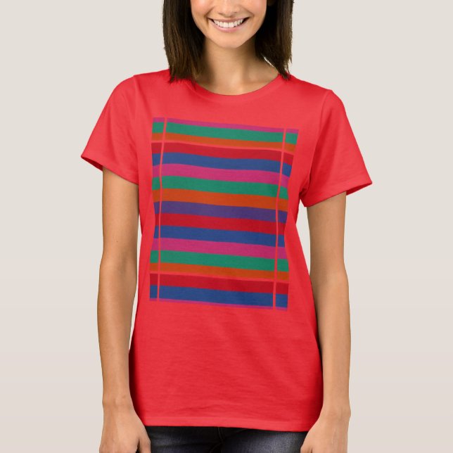 Colourful Stripes Pattern T-Shirt (Front)