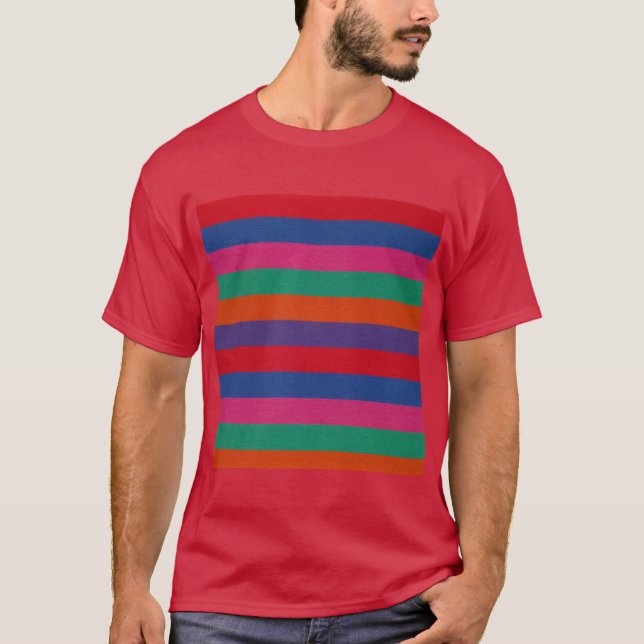 Colourful Stripes Pattern T-Shirt (Front)