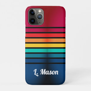 Colourful Stripes Pattern With Personalised Name iPhone 11 Pro Case