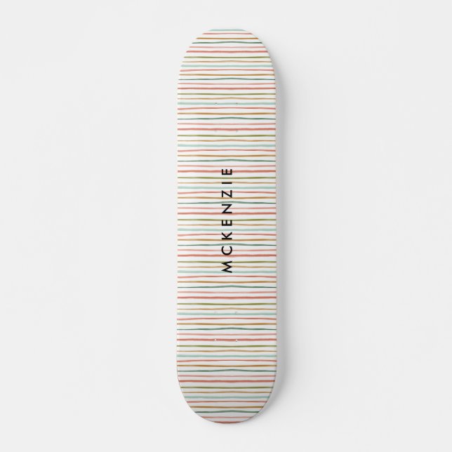 Colourful Stripes Personalised Name Skateboard (Front)