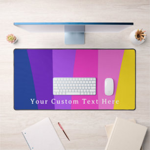 Colourful Stripes Pink Yellow Custom Text Desk Mat