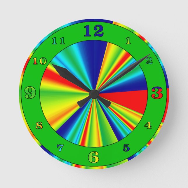 Colourful Stripes Pinwheel Round Clock (Front)