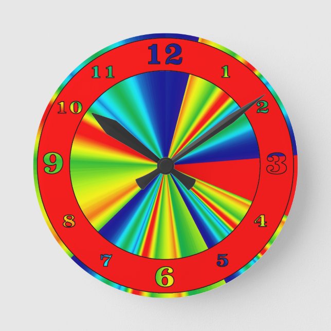 Colourful Stripes Pinwheel Round Clock (Front)